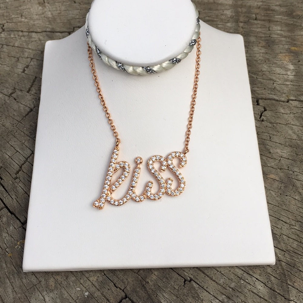 💋 Sterling Silver Gold Plated KISS Necklace